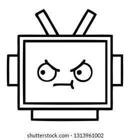 line drawing cartoon of a robot head