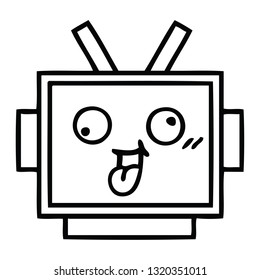 line drawing cartoon of a robot head