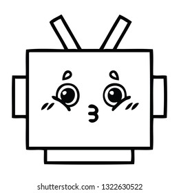 line drawing cartoon of a robot head