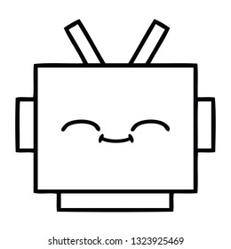 line drawing cartoon of a robot head