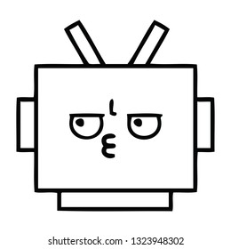 line drawing cartoon of a robot head