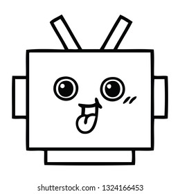 line drawing cartoon of a robot head
