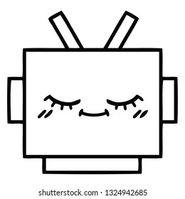 line drawing cartoon of a robot head