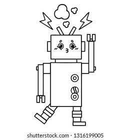 dibujo en línea de un fallo de funcionamiento del robot