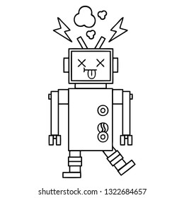 dibujo en línea de un fallo de funcionamiento del robot