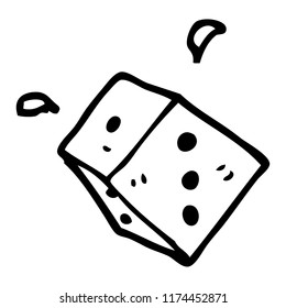 line drawing cartoon rolling dice