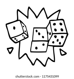 line drawing cartoon rolling dice