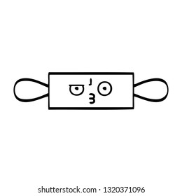 line drawing cartoon of a rolling pin