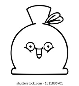 line drawing cartoon of a sack