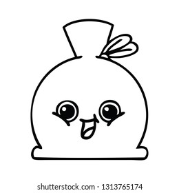 line drawing cartoon of a sack