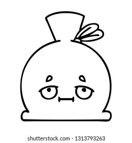 line drawing cartoon of a sack