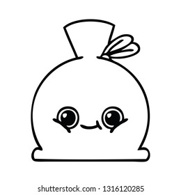 line drawing cartoon of a sack
