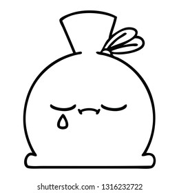 line drawing cartoon of a sack