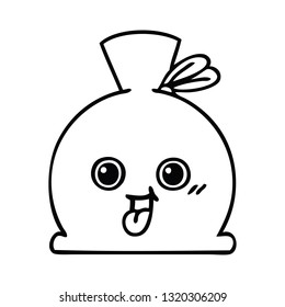 line drawing cartoon of a sack