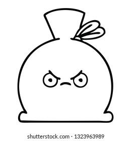 line drawing cartoon of a sack