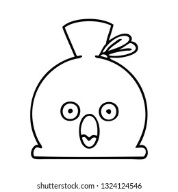 line drawing cartoon of a sack