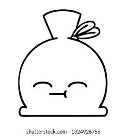 line drawing cartoon of a sack