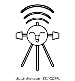 line drawing cartoon of a satellite