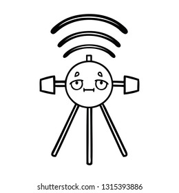 line drawing cartoon of a satellite