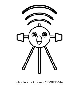 line drawing cartoon of a satellite