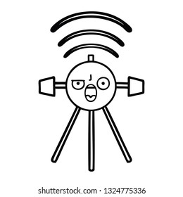 line drawing cartoon of a satellite