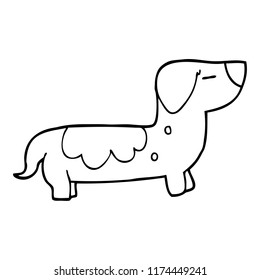 line drawing cartoon sausage dog