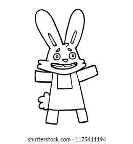 dibujo en línea dibujos animados con aspecto de conejo asustado