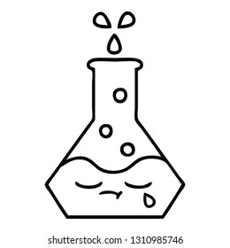 line drawing cartoon of a science beaker