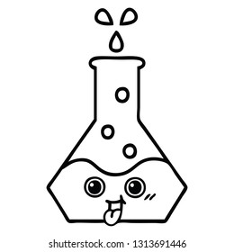 line drawing cartoon of a science beaker