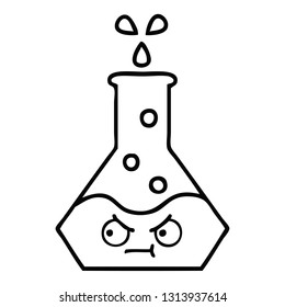 line drawing cartoon of a science beaker