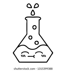 line drawing cartoon of a science beaker