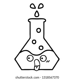 line drawing cartoon of a science beaker