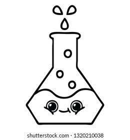 line drawing cartoon of a science beaker