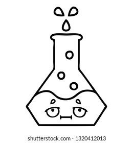 line drawing cartoon of a science beaker