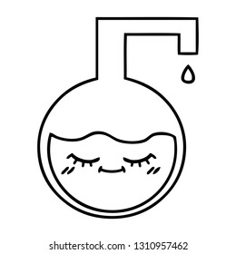 line drawing cartoon of a science experiment 