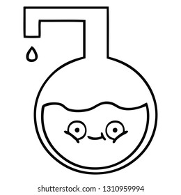 dibujo en línea de un experimento científico 