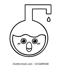 line drawing cartoon of a science experiment 