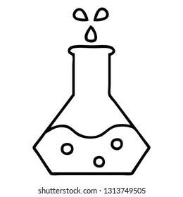 dibujo en línea de un experimento científico