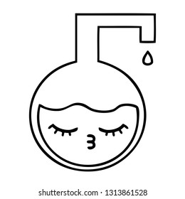dibujo en línea de un experimento científico 