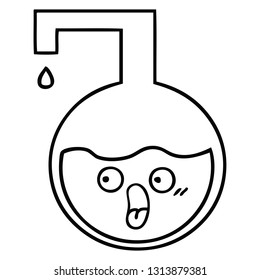 dibujo en línea de un experimento científico 