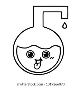 line drawing cartoon of a science experiment 