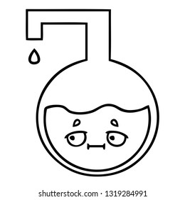 line drawing cartoon of a science experiment 