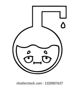 dibujo en línea de un experimento científico 