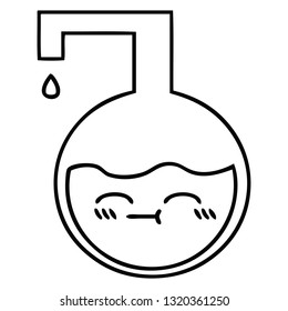 line drawing cartoon of a science experiment 
