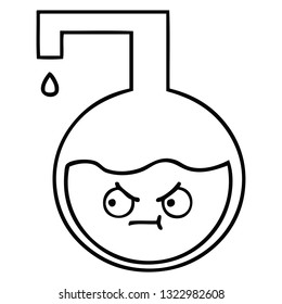 dibujo en línea de un experimento científico 