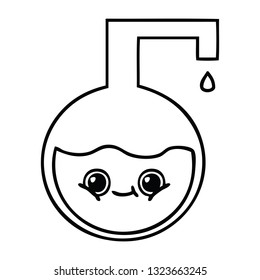 desenho de linha de desenho de um experimento científico 