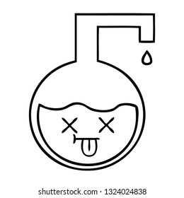 line drawing cartoon of a science experiment 