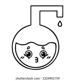 dibujo en línea de un experimento científico 