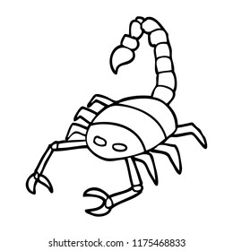 line drawing cartoon of a scorpion