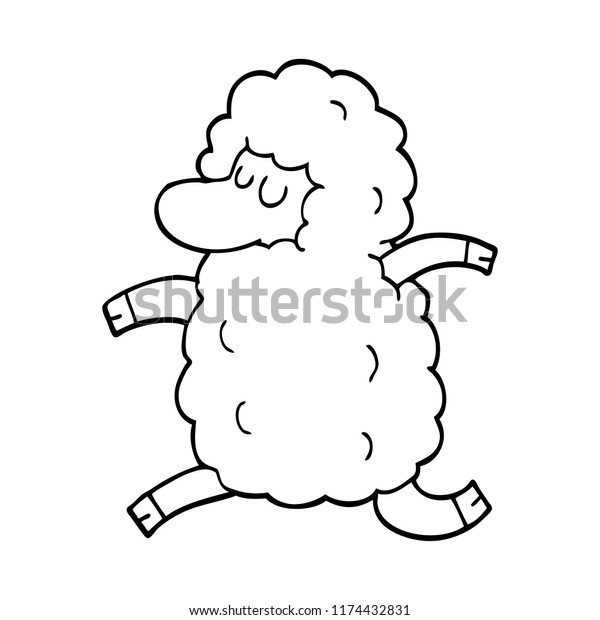 Line Drawing Cartoon Sheep Running Stock Vector Royalty Free 1174432831